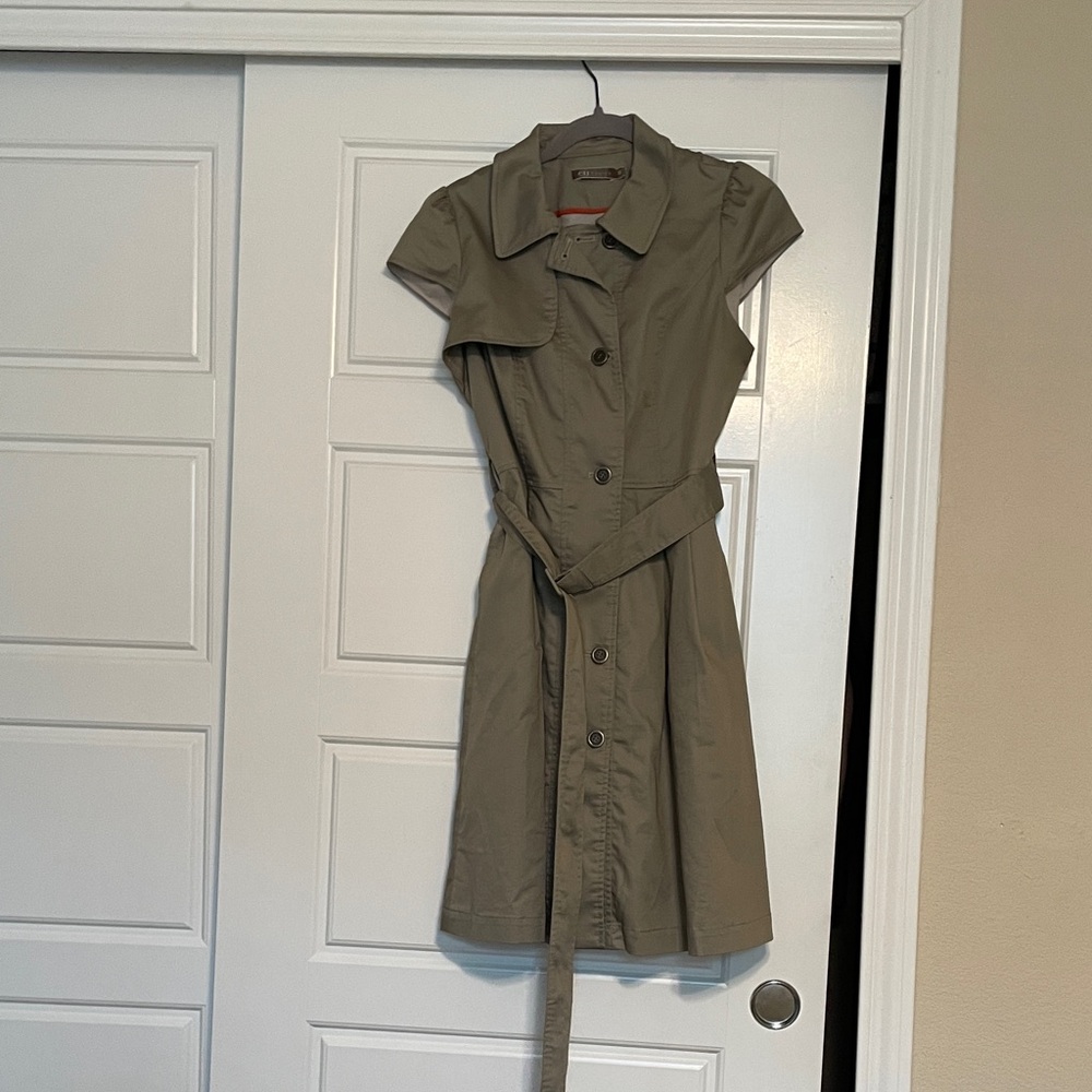Taupe Trench-Style Dress